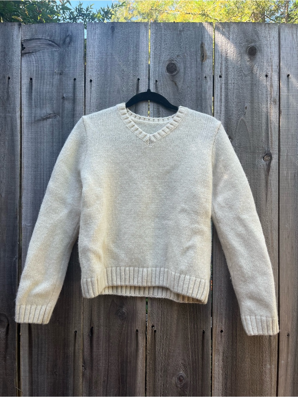 Hand Crafted Cream V-Neck Sweater